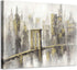 ARTISTIC PATH Modern City Canvas Wall Art: Abstract Cityscape Artwork Industrial Style Bridge Painting Prints for Bedroom (16" W x 12" H, Multi-Sized)
