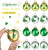 12 Pieces St. Patrick's Day Hanging Ornament Ball Green Shamrocks Plastic Ball Ornament 1.57 Inch Good Luck Clover Hat Balls Decorations Baubles with Hanging Rope for St. Patrick's Day Party Supplies