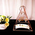 3-Tier Electroplated Metal Pyramid Design Jewelry Tower, Decorative Earring Display Stand , Rose Gold with White China Dish for Rings