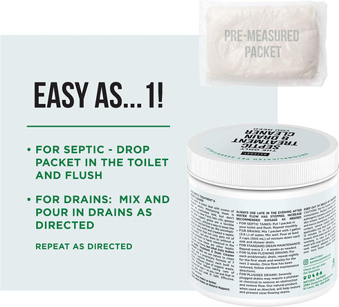 Drain and Septic Tank Cleaner Treatment - Natural Rapport - Professional Strength Holding Tank & Drain Cleaner For Home and RV (Liquid & Packets) (12 Count)