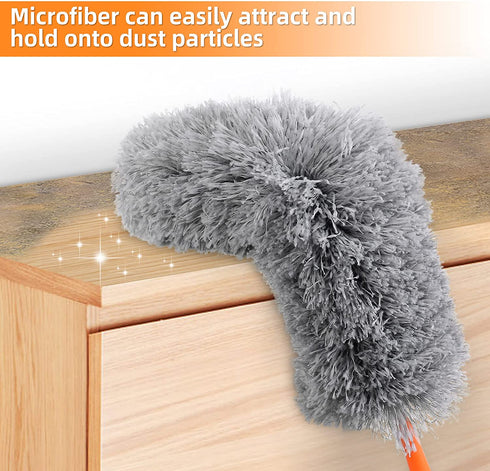 Wontolf 70.8'' Microfiber Duster with Extension Pole Reusable Bendable Duster Washable Extendable Dusters Kit for Cleaning Ceiling Fan, High Ceiling, Blinds, Furniture, Cars