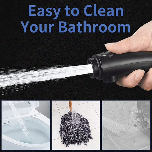 SINGSUO High Pressure Handheld Shower Head with On Off Switch, Detachable Shower Head, 3 Spray Modes Shower Massager Handheld with Hose and Adjustable Angle Bracket (Black)