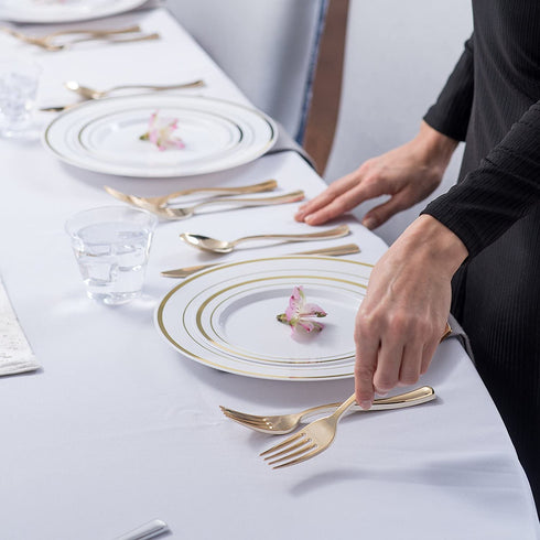 Stock Your Home 125 Disposable Heavy Duty Plastic Forks, Fancy Plastic Silverware Looks Like Real Cutlery - Utensils Perfect for Catering Events, Restaurants, Parties and Weddings (Gold)
