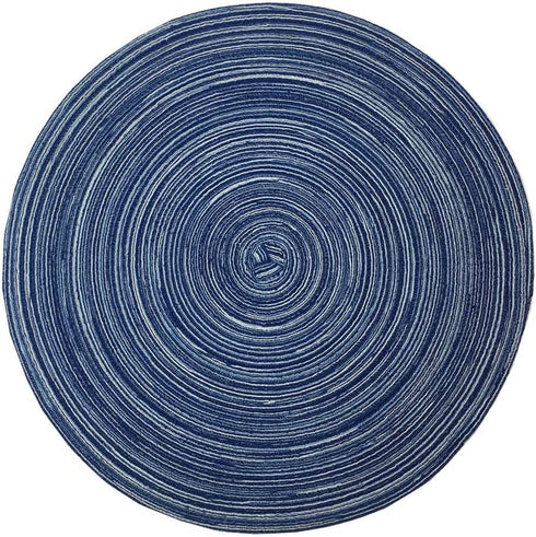 Red-A?Placemats,Round Placemats for Dining Table Set of 6 Woven Heat Resistant Non-Slip Kitchen Table Mats Diameter 14 inch(Blue)