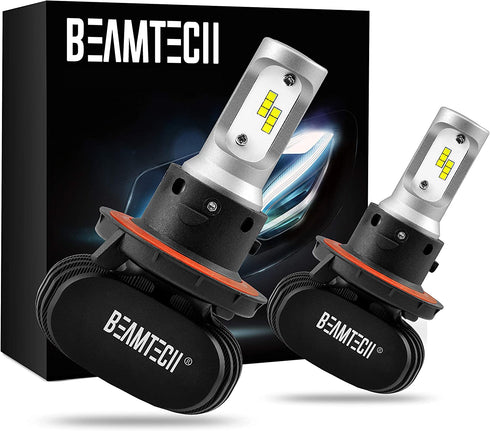 BEAMTECH H13 LED Bulb, S1 Series 10000LM 50W Quiet No Fan CSP Chips Conversion Kit Fanless Cool White All in One Plug N Play Halogen Replacement