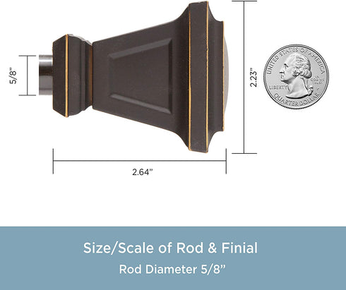 Kenney KN75351 Seville 5/8" Standard Decorative Window Curtain Rod, 48-86", Oil Rubbed Bronze