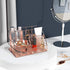 Rose Gold Desk Organizer for Women - Wayin Upgraded Mesh Office Supplies Desk Accessories with 6 Compartments + Sliding Drawer and 50 Paper Clips & 9 Binder Clips for for Home School Office Desktop