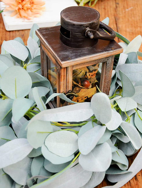 Miracliy Eucalyptus Garland, 6.2ft Artificial Lambs Ear Greenery Vine with Willow Leaves for Wedding Backdrop Table Runner Mantle Party Home Decor