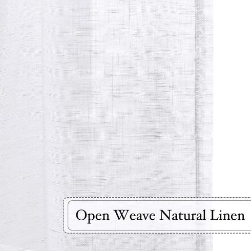 Linen Blended Curtains Semi Sheer Curtains 63 Inches Long Light Filtering Nickel Grommet Window Treatment Panels Privacy Added Drapes for Bedroom/ Living Room, Set of 2, White