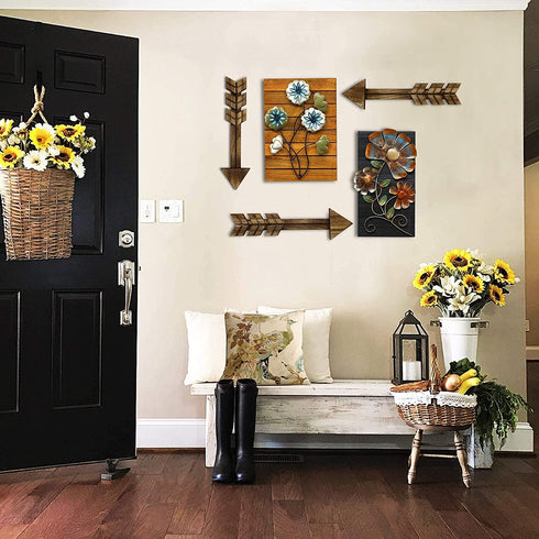 TreasuresDeck Wooden Arrow Wall Decor - Set of 3 Arrow Home Decor 14.96 x 3.94- Rustic Wall Decor Arrow, Fir Wood Arrows Farmhouse Arrow Decorations, Dark Brown