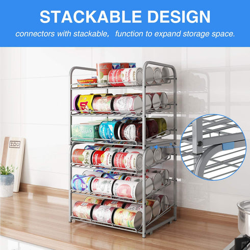AIYAKA 3 Tier Stackable Can Rack Organizer,for food storage,kitchen cabinets or countertops,Storage for 36 cans,Silver