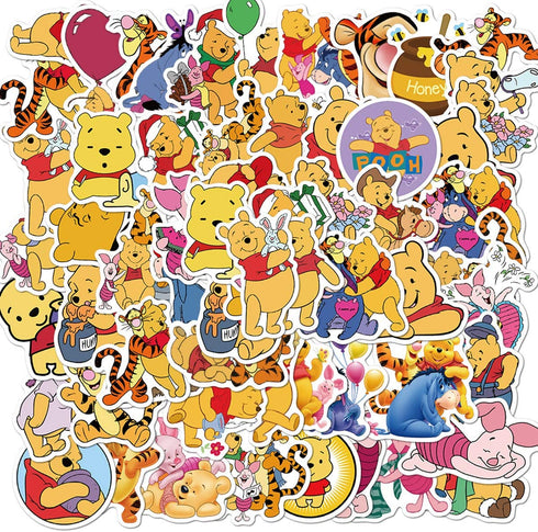 Winnie The Pooh Sticker Pack Waterproof Vinyl Stickers for Water Bottles Skateboard Stickers for Teens Laptop Stickers Motorcycle, Bicycle, Graffiti Patches Decal 50 Pcs