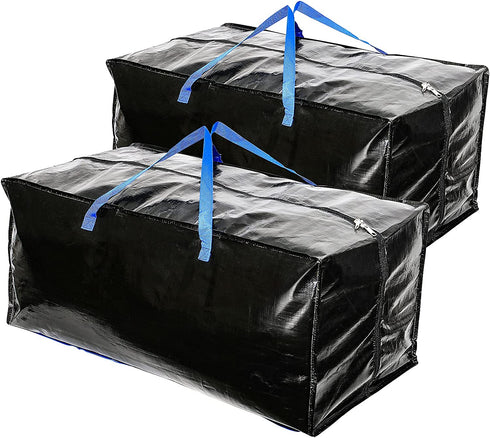 2PCS Large Size 112L Storage Bags with Backpack Straps & Strong Handles & Zippers for Moving, Travelling, Camping, Gardening Tools, Christmas Holiday Decorations Storage, 31.5×15.8×13.8inch, Black