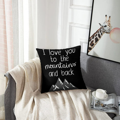 Emvency Throw Pillow Cover I Love You to The Mountains and Back Saying Decorative Pillow Case Home Decor Square 18 x 18 Inch Cushion Pillowcase