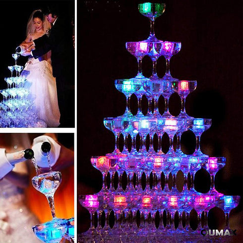 12 Pieces Multi Color LED Flashing Blinking Glowing Light up Ice Cubes Liquid Sensor for Drinks Party Wedding Bars Christmas