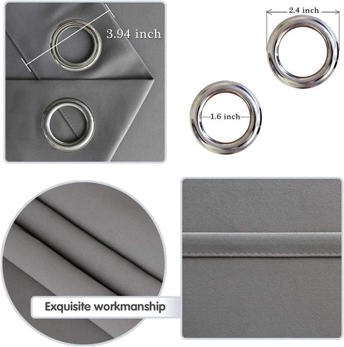 DWCN Room Darkening Blackout Curtains Thermal Insulated Curtain for Bedroom Grommet Window Curtain Panel 42 x 63 Inch, Set of 2 Panels,Thick Grey Curtains
