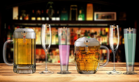 NPW Classic Themed Reuseable Glass Drink Markers, 12