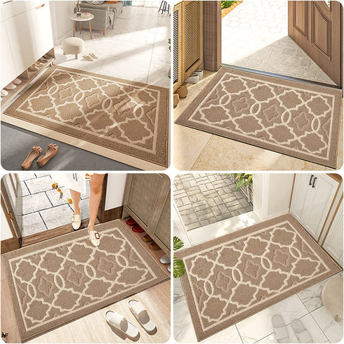 Indoor Door mat? Non-Slip Low-Profile Design Welcome Mat, Durable Floor Mat Trap Dirt and Dust ,Front Door Entryway Rug for Entryway,High Traffic Areas (Brown)