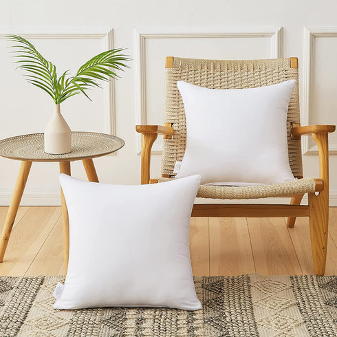 Qeils 18 x 18 Pillow Inserts Set of 2 White Throw Pillow Inserts with Soft Polyester Cover - Rectangle Square Interior Sofa Pillow Inserts Decorative Pillow Insert White Couch Pillow
