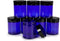 Vivaplex, Cobalt Blue, 8 ounce, Round Glass Jars, with Black Lids - 8 pack