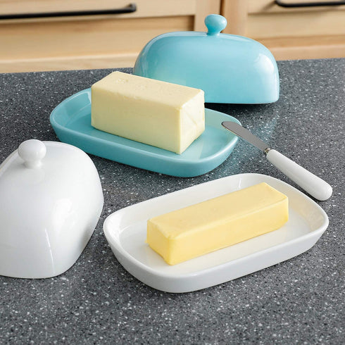 Sweese 306.112 Porcelain Cute Butter Dish with Lid, Perfect for East/West Butter, Black