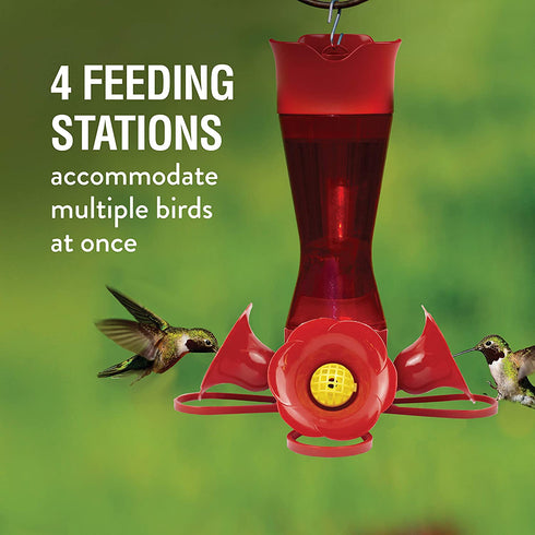 Perky-Pet 403CP Pinch Waist Plastic Hummingbird Feeder, 8-Ounce , Red