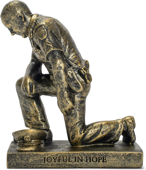 Dicksons Joyful in Hope Praying Police Officer 5 inch Gold Resin Stone Table Top Figurine