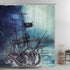Octopus Shower Curtain Ocean Kraken Attack Nautical Pirate Ship Shower Curtain with 12 Hooks, Octopus Tentacles Sailboat Wave Mountain Under Moon Starry Sky Shower Curtain, Waterproof Durable