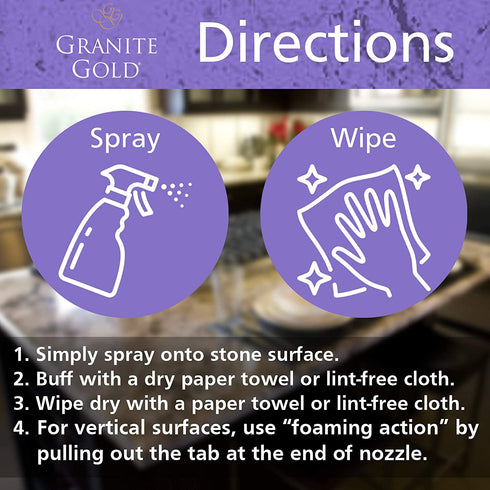 Granite Gold Clean and Shine Spray Value Pack For Granite, Marble, Travertine, Quartz, Natural Stone Countertops & Floors, 24 & 64 Ounce (Set of 2)