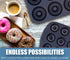 Chefast Silicone Donut Pans Combo Kit: Non-Stick Large and Mini Donut Pan Baking Molds, Spatula, and 5 Pastry Bags - for Full-Size and Small Donuts - Bagels and Doughnuts Maker Set