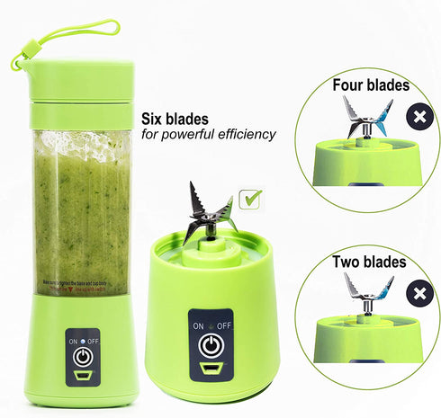 Portable Blender,Personal Size Blender Juicer Cup,Smoothies and Shakes Blender,Handheld Fruit Machine,Ice Blender Mixer Home (green)