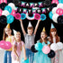 TIK TOK Birthday Party Decorations Kit,TIK TOK Party Supplies,Music Party. Included Happy Birthday Banner, Foil balloons,Latex Balloons and paper tissue pom poms for Boys Girls