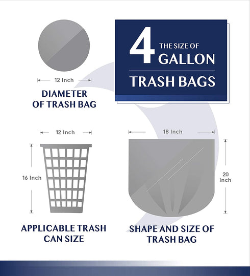 4 Gallon Trash Bags Garbage Bags - Forid Small Trash bags Kitchen Trash Bags Black Trash Can Liners for Bathroom Cat Dog Waste 220 Counts Waste-basket Bags