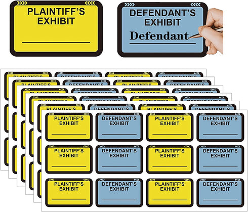 Legal Yellow Plaintiff's Exhibit Blue Defendant's Exhibit Stickers 1.65 X 1 Inches - Color-Coded Exhibit Labels 400 Stickers Per Pack