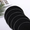 Urban Villa Round Placemats with Embroidery Stitches Black Color with White Stitches 100% Cotton Fused Place Mats 16'' Round Over Sized Set of 6 Ribbed Weave Every Day Use Heavier Quality