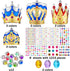 12 Pieces Foam Princess Tiaras Foam Crown Craft with 928 Pieces Gem Stickers Jewels Stickers 12 Gem Rings Party Favors