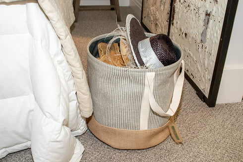 East Earth Storage Basket, the perfect Toy Storage, blanket, throw pillow or Laundry bin (light grey)