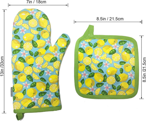 SUSHOW Cotton Oven Mitts and Pot Holders Sets,4-Piece Set,Kitchen Oven Gloves,BBQ Gloves,Pot Holders for Kitchen,Hot Pads ,Heat Resistant with Lining,Cooking Gloves for Cooking Baking Grilling