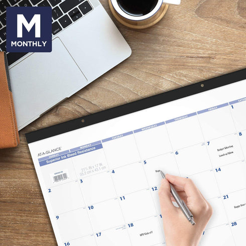 2022 Desk Calendar by AT-A-GLANCE, Monthly Desk Pad, 21-3/4" x 17", Standard, Blue/Gray (SW20000)