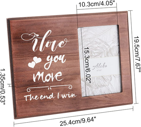 FINGERINSPIRE 4x6 Inch Going Away Picture Frame Natural Wood Photo Frame Love Romantic Gifts for Boyfriend and Girlfriend Her Him - "I Love You More The End I Win"