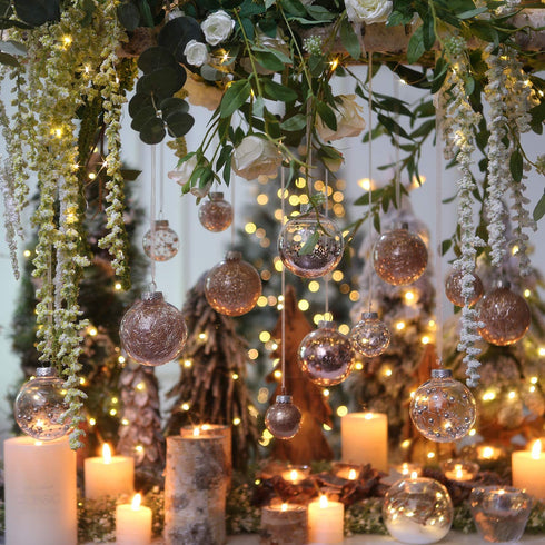 Sea Team 60mm/2.36" Shatterproof Clear Plastic Christmas Ball Ornaments Decorative Xmas Balls Baubles Set with Stuffed Delicate Decorations (30 Counts, Rose Gold)