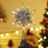 Lewondr Christmas Tree Topper, Battery Powered 3D Geometric Star Decorative LED Lights Bright Star Lighting with Springy Base for Holiday Xmas Tradition Moravian Tree Christmas Decor - Silver