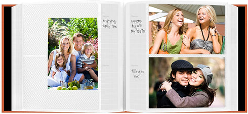 Fabric Frame Cover Photo Album 200 Pockets Hold 4x6 Photos, Tangerine Orange