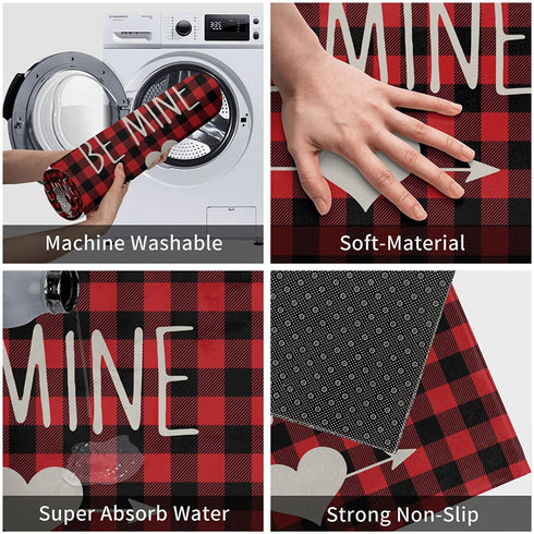 Valentine's Day Door Mat 17 X 29 Inches Be Mine Doormat Non-Slip and Washable Seasonal Holiday Low-Key Floor Mat Indoor Outdoor