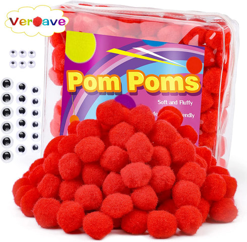 Veroave 150 Pieces Pom Poms 1 Inch Red,Small Pom Poms for Crafts,Fuzzy Balls,Puff Balls,Arts and Crafts Pom Poms Balls for DIY Art Creative Crafts Decorations…