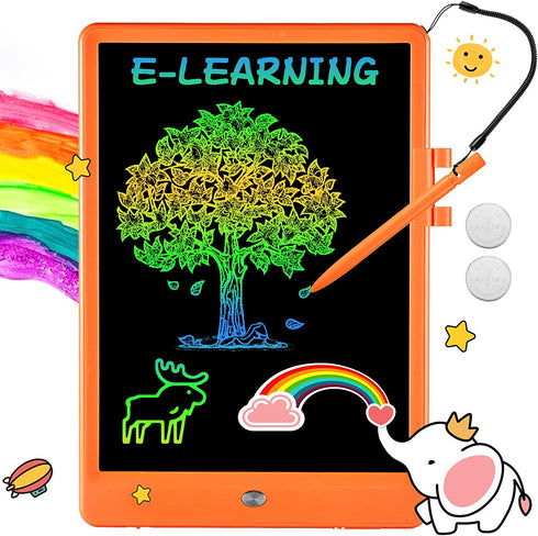Writing Tablet 10 Inch Drawing Pad, Colorful Screen Doodle Board for Kids, Girls Gifts Toys for 3 4 5 6 7 8 9 10 Year Old Girls and Boys (Orange)