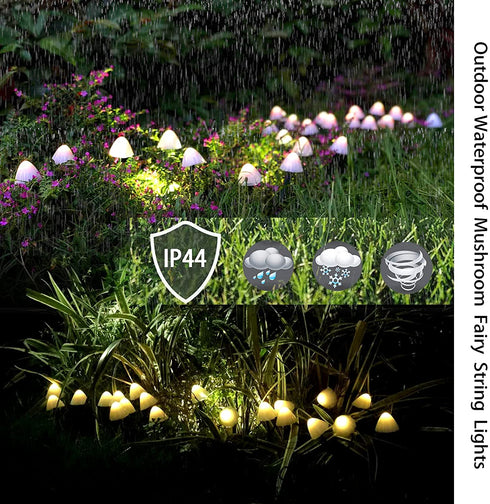 Raising Witt Solar Mushroom Fairy String Lights 20Led Outdoor Waterproof 16Feet 8Modes Solar Powered In Ground Lights Decoration for Garden Patio Yard Landscape Lawn Path Wedding Party Christmas(warm)