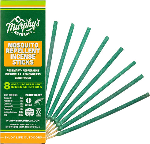 Murphy’s Naturals Mosquito Repellent Incense Sticks | DEET Free with Plant Based Essential Oils | 2.5 Hour Protection | 8 Sticks per Carton