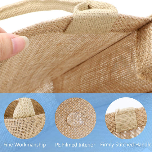Segarty Tote Bags, 3 Pack Small Burlap Jute Reusable Canvas Gift Favors Bag with Handles Blank Totes Bulk for Bridesmaid Wedding, Women Market Grocery Shopping, Bachelorette Party, Beach Trip, DIY