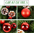 Lulu Home Christmas Front Door Wreath, 15.7" Pre-lit Wreath with Christmas Balls and Pine Cone, Battery Operated 40 LED Light Up Xmas Wreath Decorative Hanging Ornament